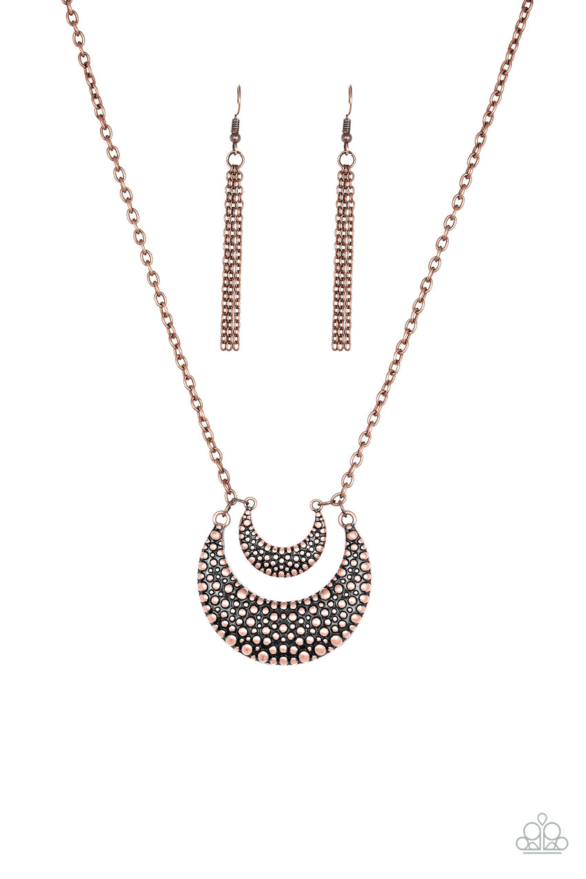 Get Well MOON - Copper Necklace With Matching Earrings - A Diva Mentality 