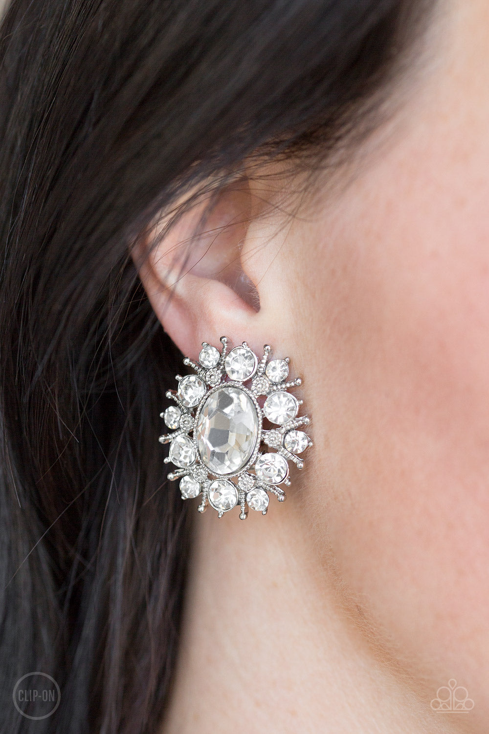 Serious Star Power White Earrings - A Diva Mentality 