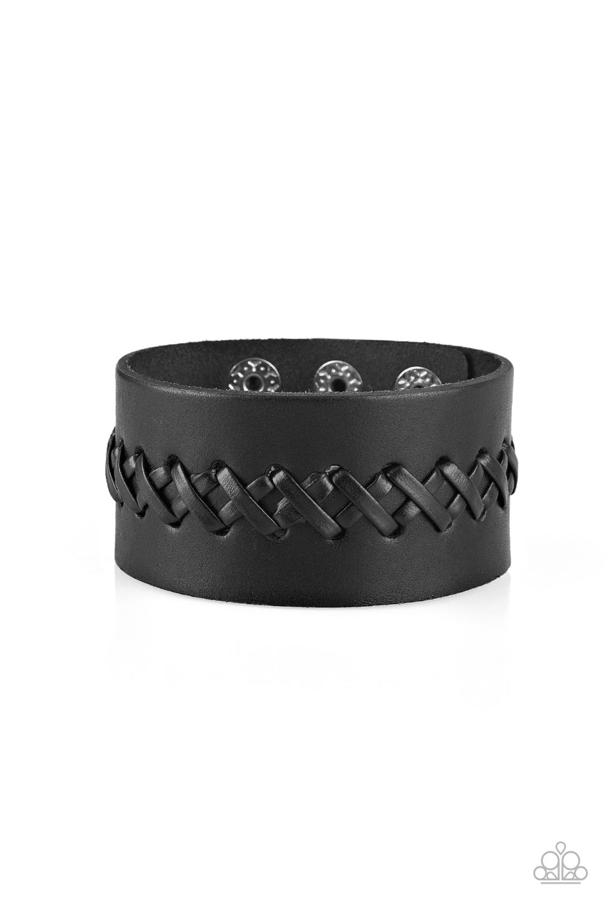 Be A Sport - Men's Black Leather Bracelet - A Diva Mentality 