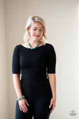 Stunningly Stone Age - Blue Turquoise and Rhinestone Necklace With Matching Earrings - A Diva Mentality 