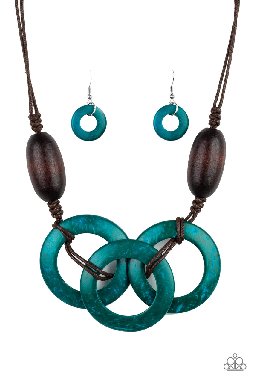 Bahama Drama - Blue Necklace With Matching Earrings - A Diva Mentality 
