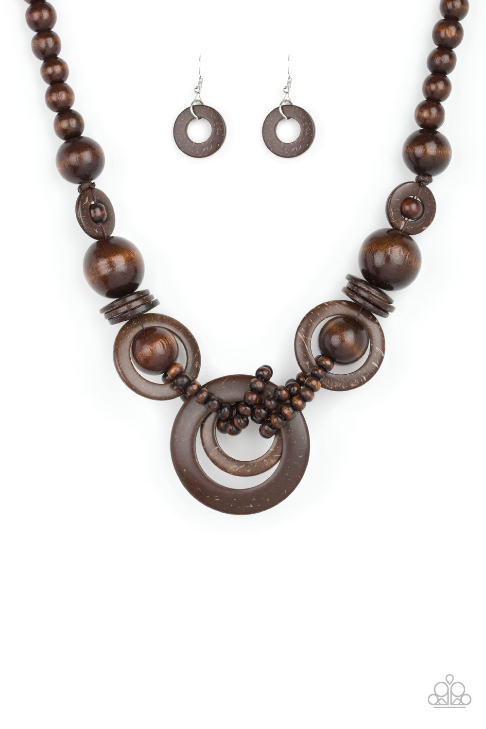 Boardwalk Party - Brown Necklace With Matching Earrings - A Diva Mentality 