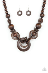 Boardwalk Party - Brown Necklace With Matching Earrings - A Diva Mentality 