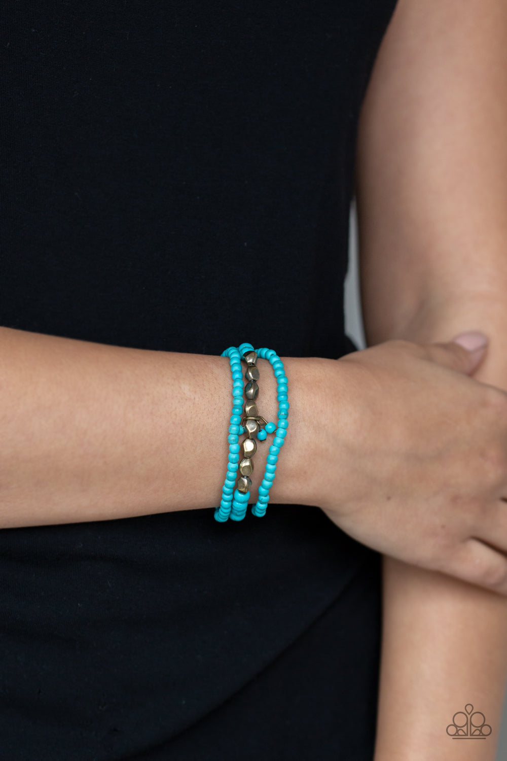 Tour de Tranquility - Brass Turquoise Bracelet - A Diva Mentality 