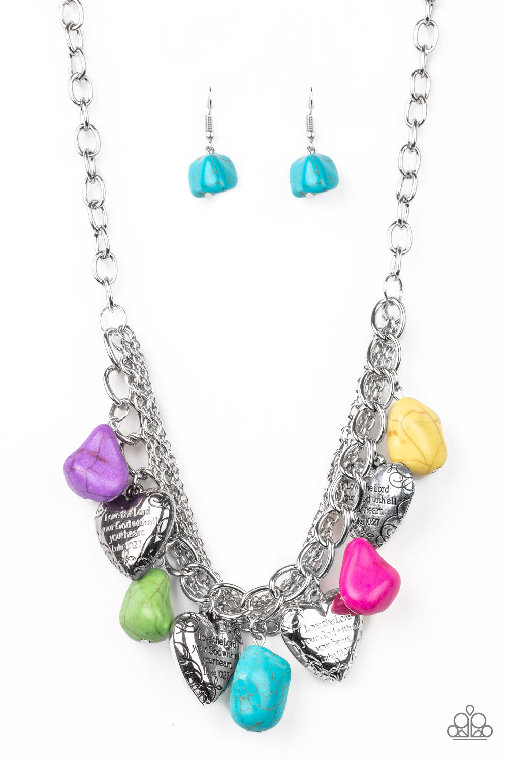 Change Of Heart - Multi Color Necklace With Matching Earrings - A Diva Mentality 