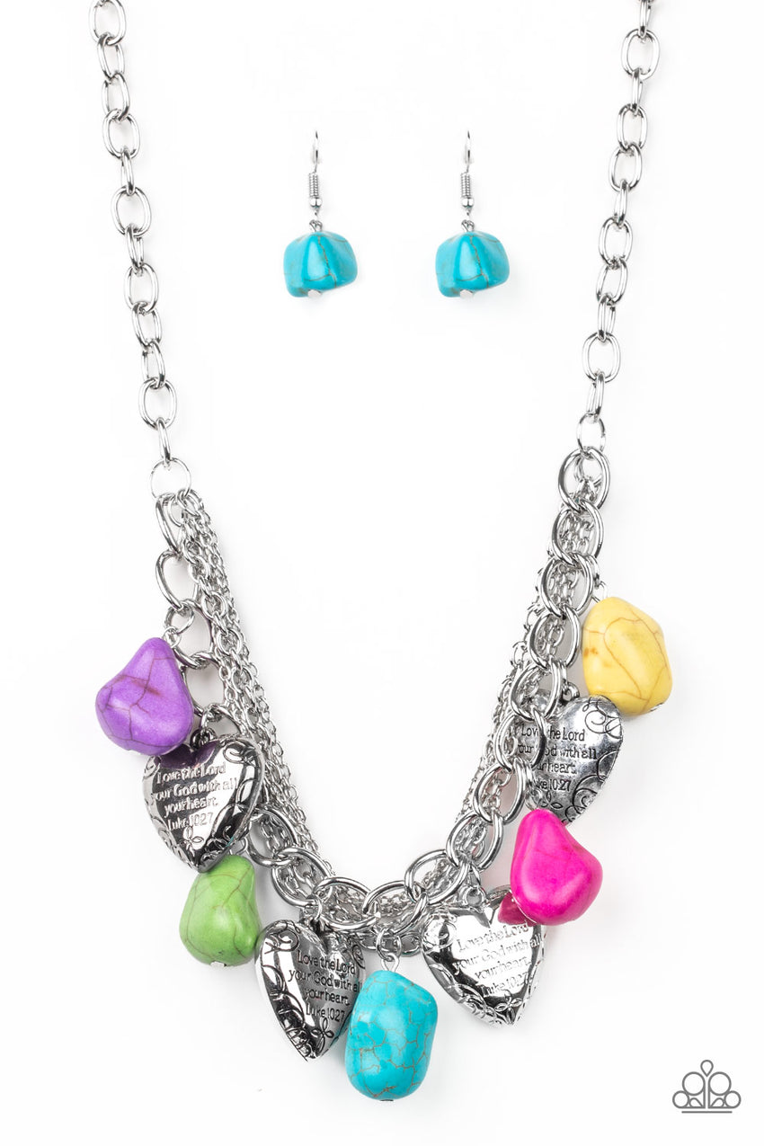 Change Of Heart - Multi Color Necklace With Matching Earrings - A Diva Mentality 