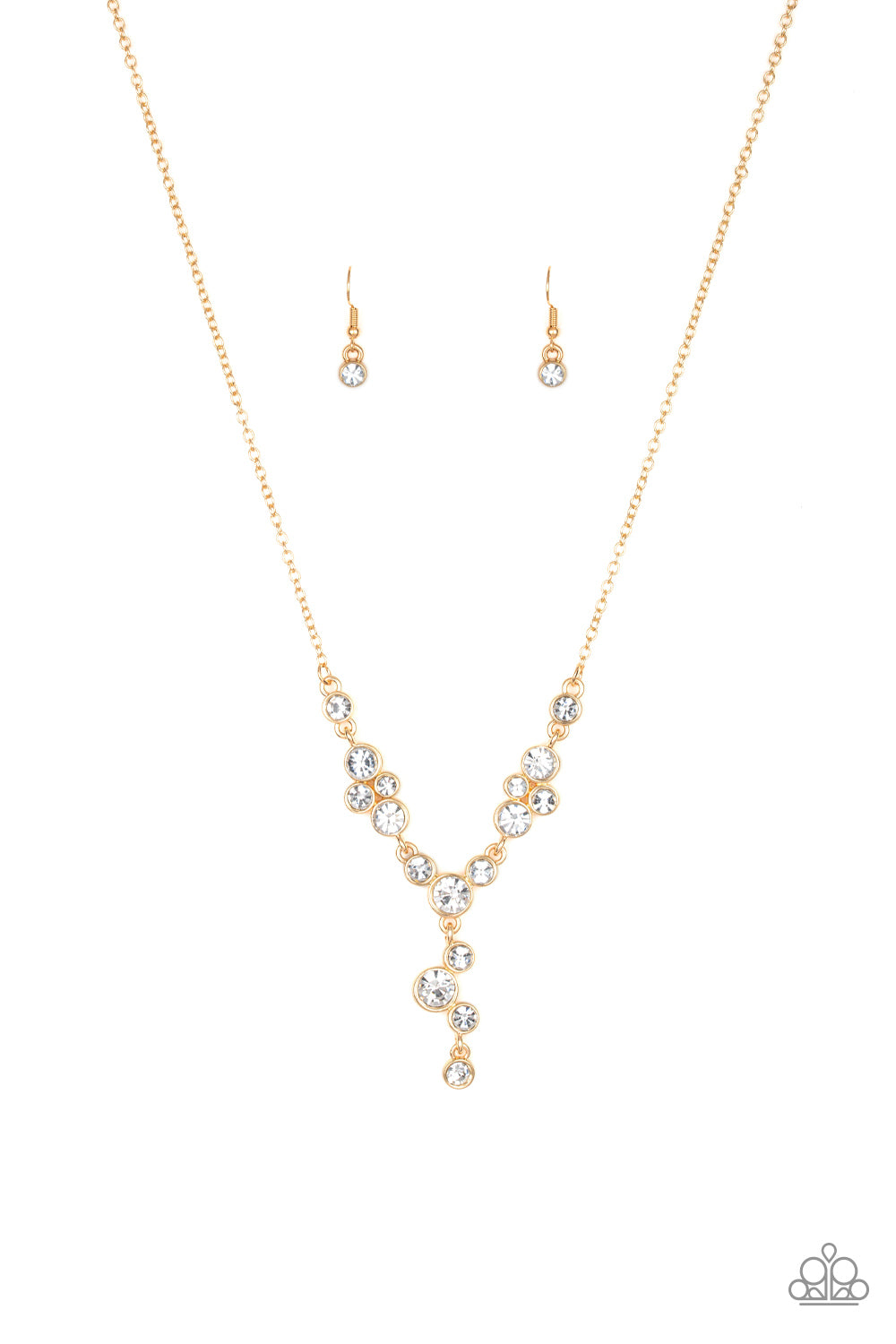 Five-Star Starlet - Gold Necklace With Matching Earrings - A Diva Mentality 