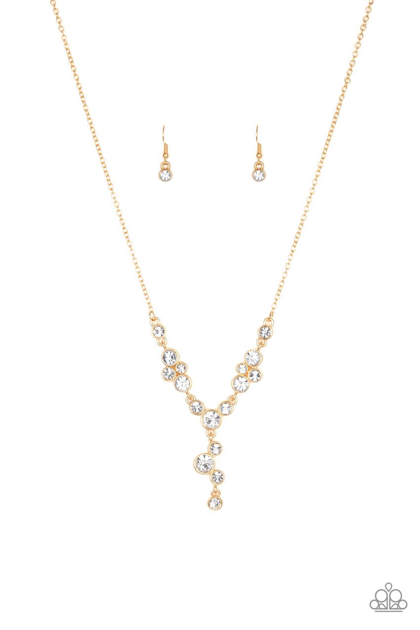 Five-Star Starlet - Gold Necklace With Matching Earrings - A Diva Mentality 