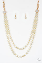 Endless Elegance Gold and White Pearl Necklace With Matching Earrings - A Diva Mentality 