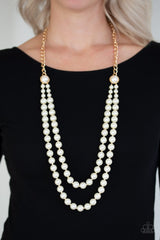 Endless Elegance Gold and White Pearl Necklace With Matching Earrings - A Diva Mentality 