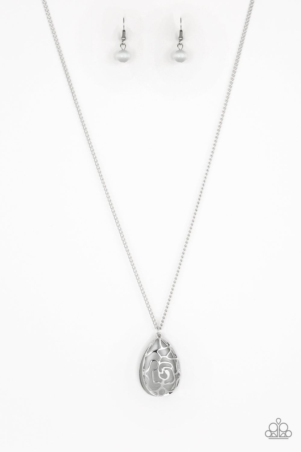 Gleaming Gardens - Silver Long Necklace - A Diva Mentality 