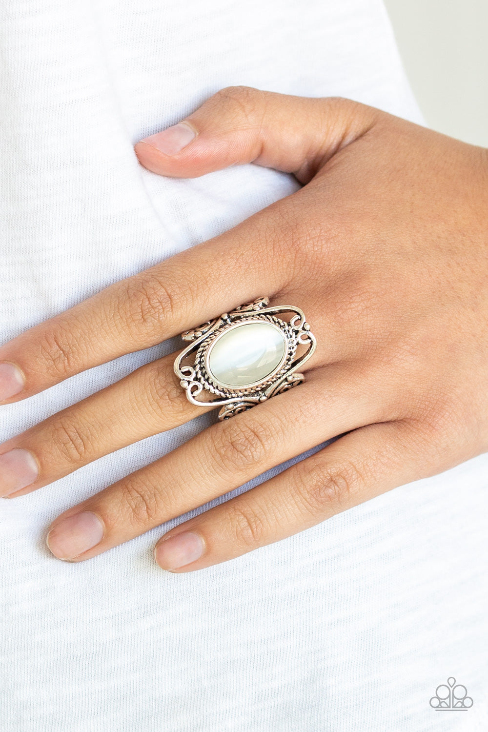 Fairytale Flair White Ring - A Diva Mentality 