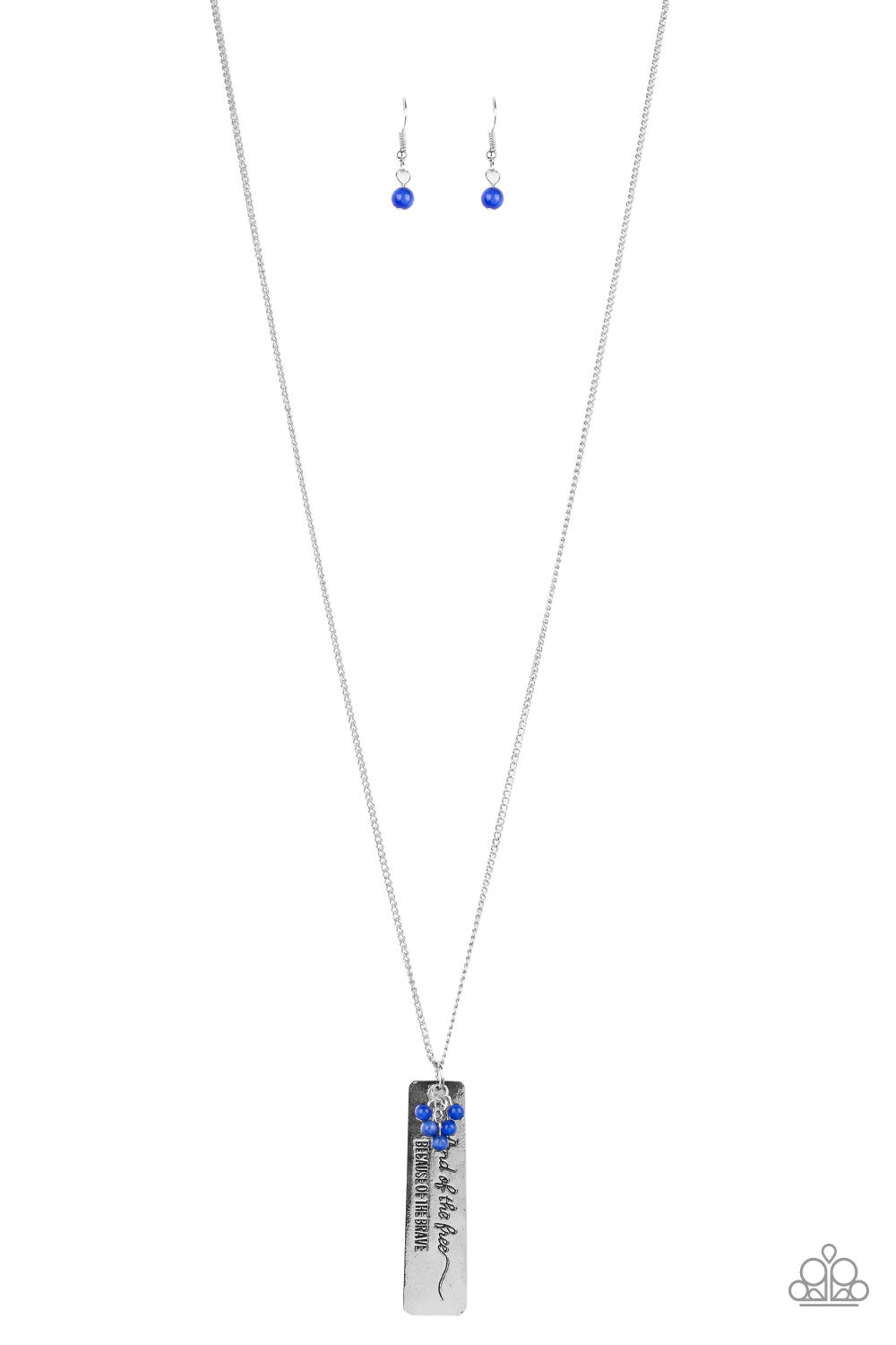 Because Of The Brave - Blue Necklace and Matching Earrings - A Diva Mentality 