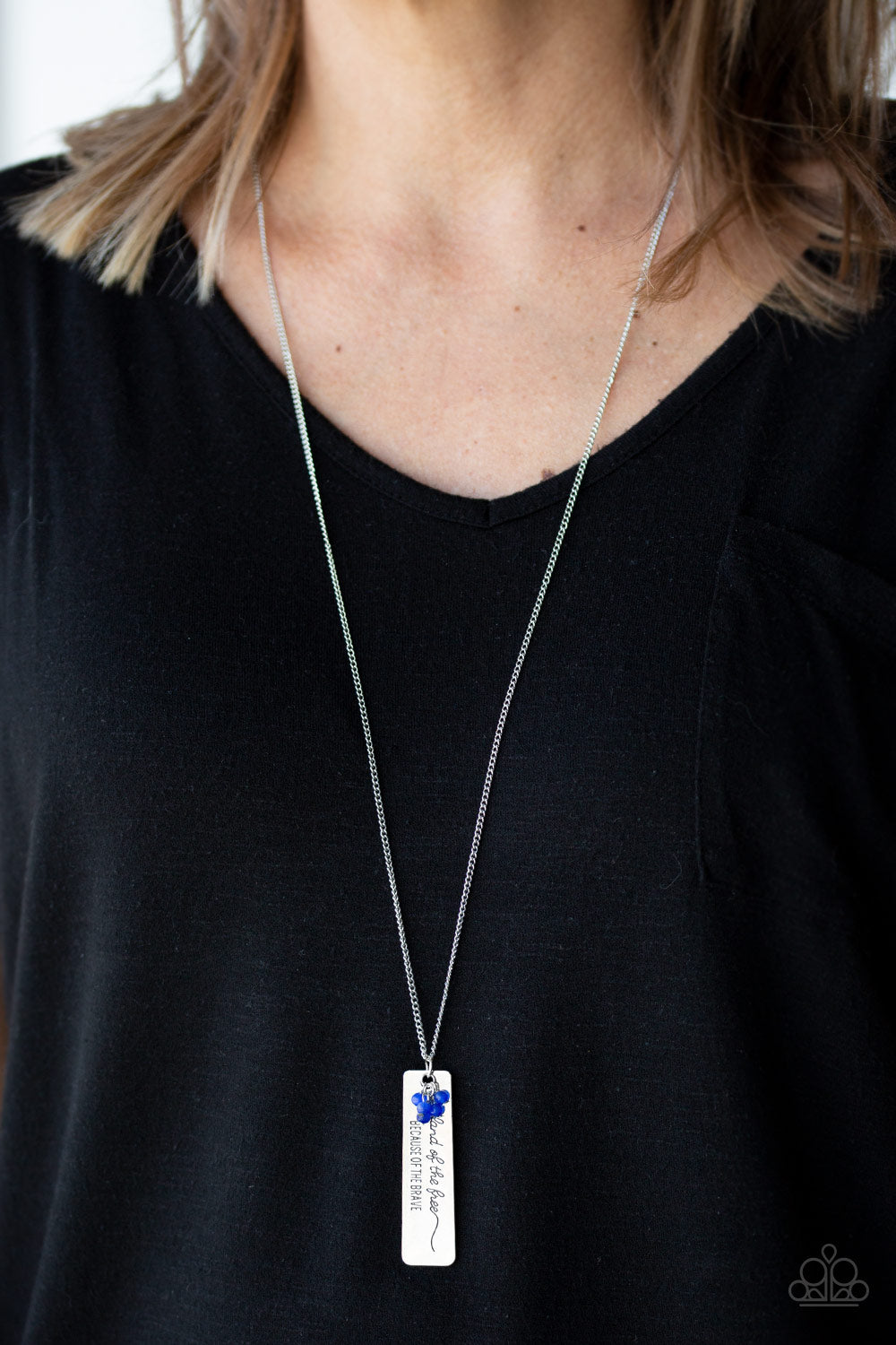 Because Of The Brave - Blue Necklace and Matching Earrings - A Diva Mentality 