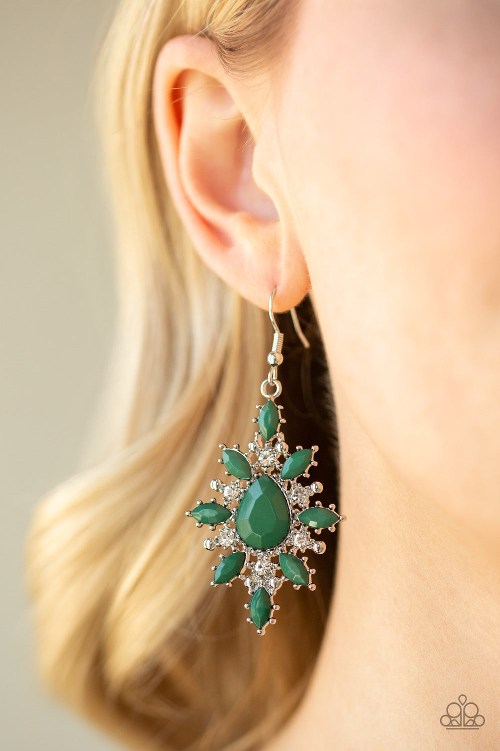 Glamorously Colorful Green Earrings - A Diva Mentality 