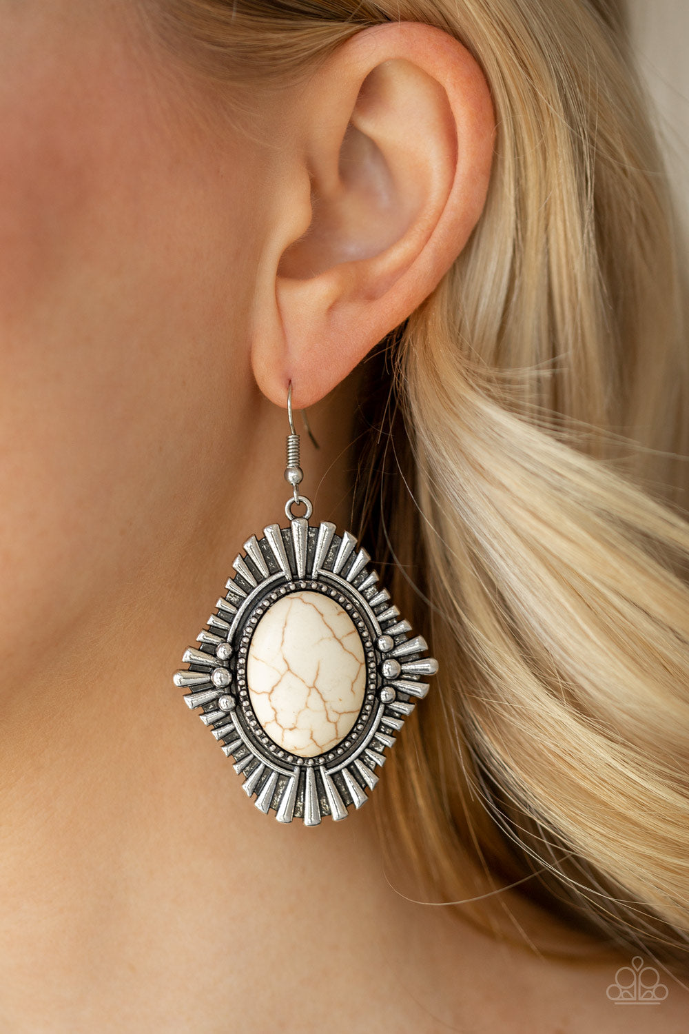 Easy As PIONEER White Earrings - A Diva Mentality 