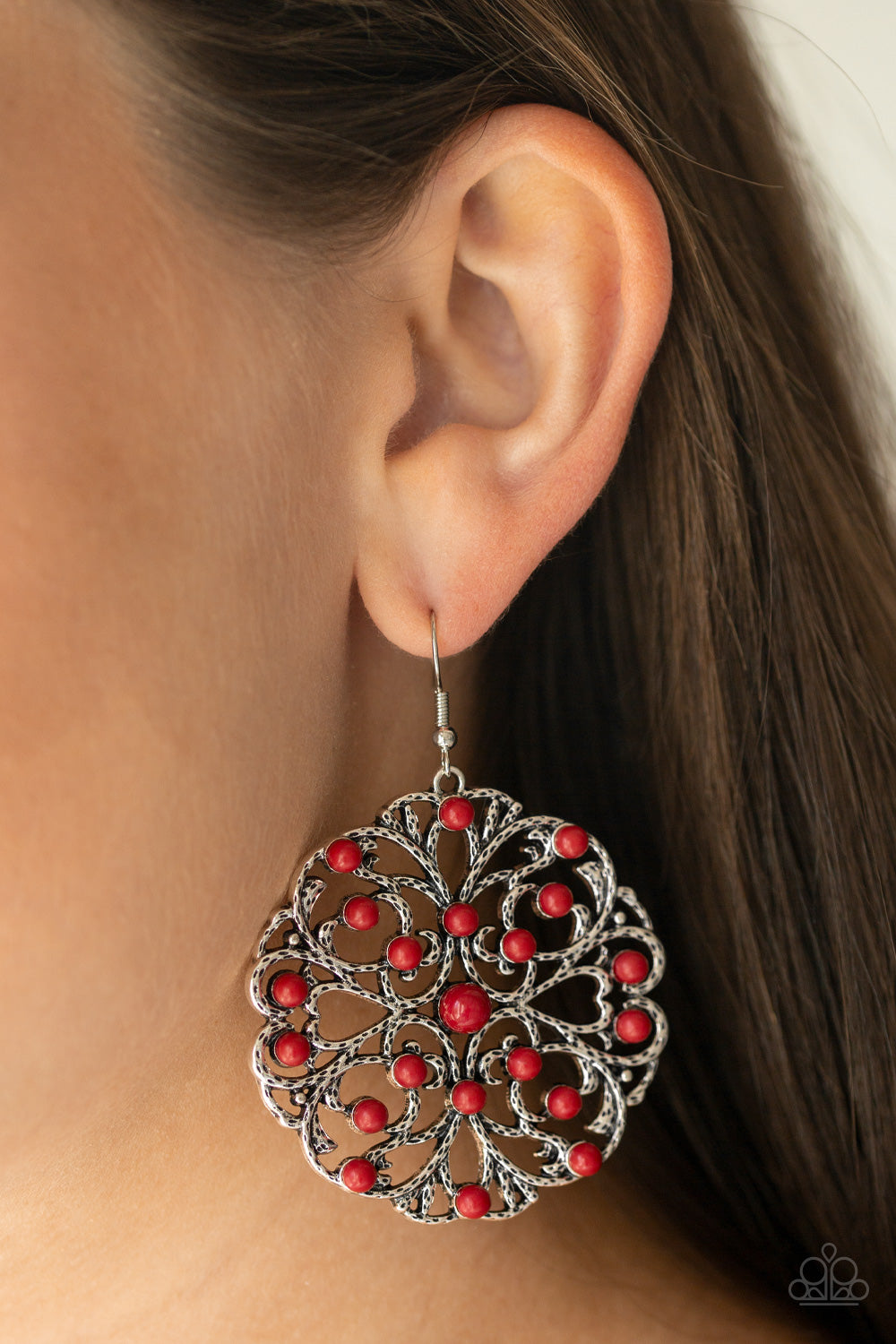 Rainbow Dew Red Paparazzi Earrings