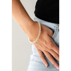 Seven Figure Fabulous - Gold Rhinestone Eternity Bangle Bracelet - A Diva Mentality 