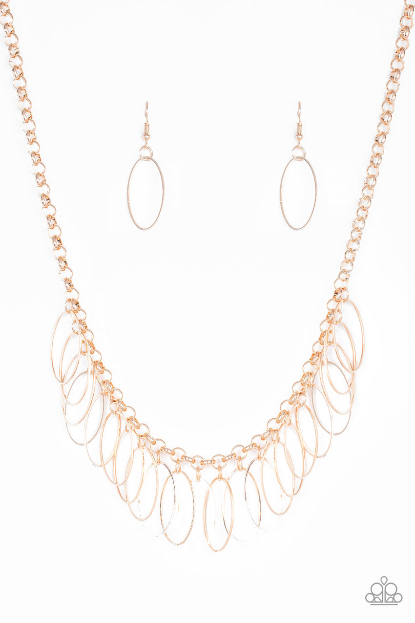 Fringe Finale - Rose Gold Necklace With Matching Earrings - A Diva Mentality 