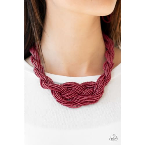 A Standing Ovation Paparazzi Red Seed Bead Necklace - Necklace